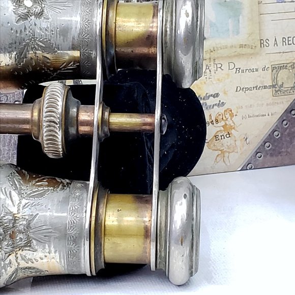 Antique Opera Glasses Binoculars "Chevalier Paris" France 1898-1900 Floral Leaf - Picture 3 of 15